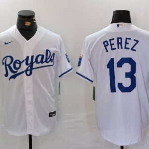 MLB Kansas City Royals #13 Perez White Game Nike Jersey