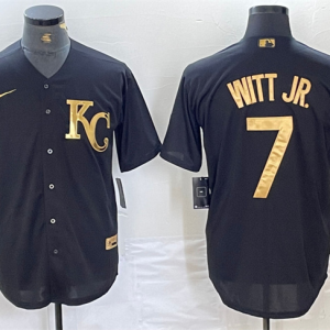 Men's Kansas City Royals #7 Bobby Witt Jr. Black Cool Base Stitched Jersey