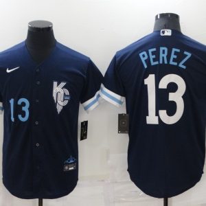 MLB Kansas City Royals #13 Perez 2022 Navy City Connect Jersey