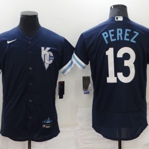 MLB Kansas City Royals #13 Perez 2022 Navy City Connect Elite Jersey