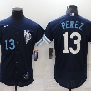 MLB Kansas City Royals #13 Perez 2022 Navy City Connect Elite Jersey