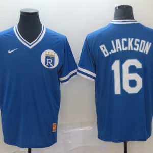 MLB Kansas City Royals #16 B.Jackson Blue Throwback Nike Jersey