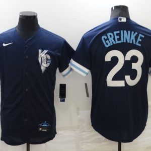 MLB Kansas City Royals #23 Zack Greinke 2022 Navy City Connect Jersey