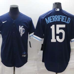 MLB Kansas City Royals #15 Whit Merrifield 2022 Navy City Connect Jersey