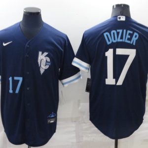 MLB Kansas City Royals #17 Hunter Dozier 2022 Navy City Connect Jersey