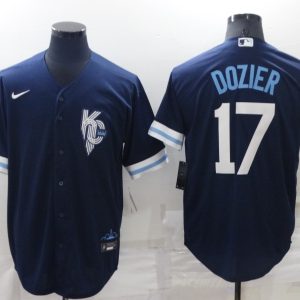 MLB Kansas City Royals #17 Hunter Dozier 2022 Navy City Connect Jersey