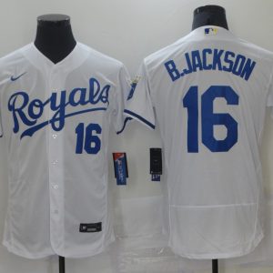 MLB Kansas City Royals #16 B.Jackson White Flex Base Elite Jersey