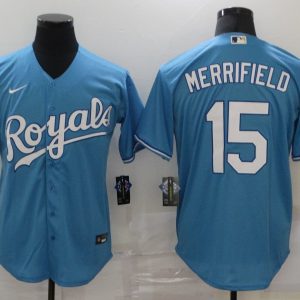MLB Kansas City Royals #15 Merrifield Blue Game Stitched Nike Jersey