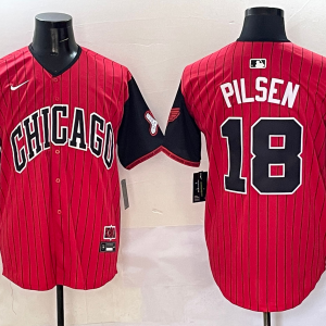 Men's Chicago White Sox #18 Pilsen Red/Black 2025 City Connect Limited Stitched Jersey
