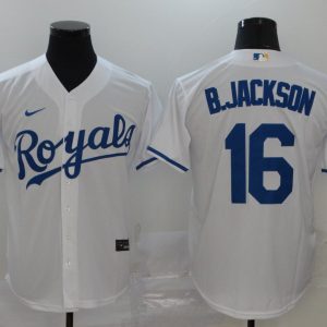 MLB Kansas City Royals #16 B.Jackson White Game Stitched Nike Jersey