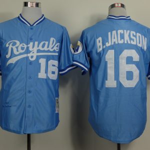 MLB Kansas City Royals #16 Bo Jackson Throwback Light Blue Jersey