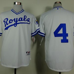 MLB Kansas City Royals #4 White 1974th Throwback Jersey