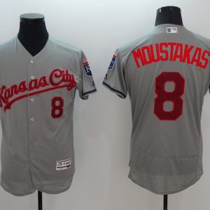 MLB Kansas City Royals #8 Moustakas Grey Elite Jersey
