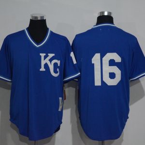 MLB Kansas City Royals #16 Pullover Blue Throwback Jersey