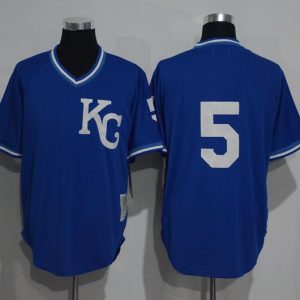 MLB Kansas City Royals #5 Pullover Blue Throwback Jersey