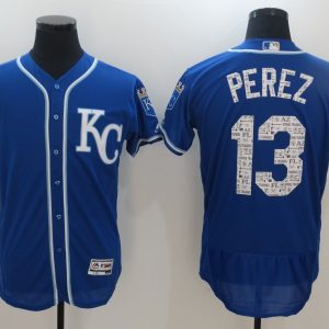 MLB Kansas City Royals #13 Perez Blue Spring Trainging Jersey