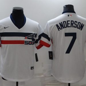 MLB Chicago White Sox #7 Tim Anderson White Throwback Game Jersey