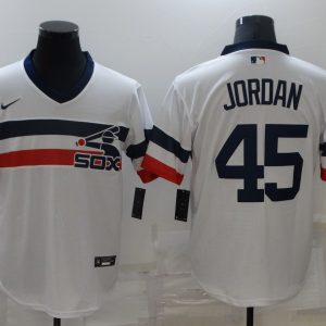MLB Chicago White Sox #45 Michael Jordan White Throwback Game Jersey