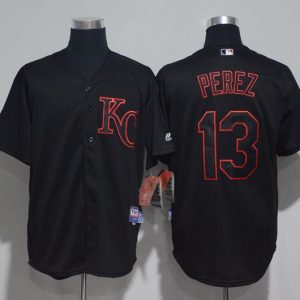 MLB Kansas City Royals #13 Perez Black Jersey