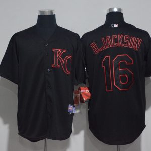 MLB Kansas City Royals #16 B.Jackson Black Jersey