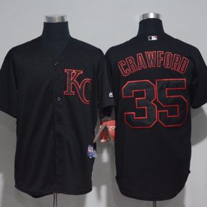 MLB Kansas City Royals #35 Crawford Black Jersey