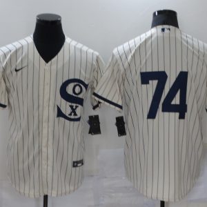 MLB Chicago White Sox #74 Eloy Jimenez 2021 Cream/Navy Field Of Dreams Flex Base Elite Jersey