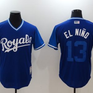 MLB Kansas City Royals #13 El Nino Blue Pullover Nickname Jersey