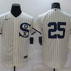 MLB Chicago White Sox #25 Andrew Vaughn 2021 Cream/Navy Field Of Dreams Flex Base Elite Jersey