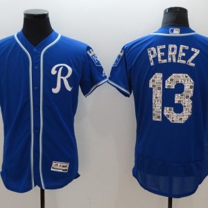 MLB Kansas City Royals #13 Perez Blue Spring Training Jersey