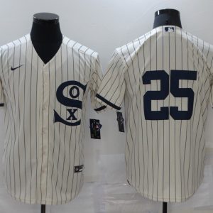 MLB Chicago White Sox #25 Andrew Vaughn 2021 Cream/Navy Field Of Dreams Jersey