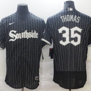 MLB Chicago White Sox #35 Thomas  Black 2021 City Connect Flex Base Elite Jersey