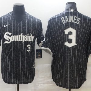 MLB Chicago White Sox #3 Baines Black 2021 City Connect Jersey