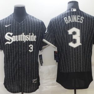 MLB Chicago White Sox #3 Baines Black 2021 City Connect Flex Base Elite Jersey