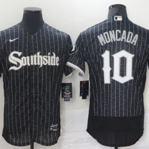 MLB Chicago White Sox #10 Yoan Moncada Black 2021 City Connect Flex Base Elite Jersey