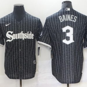 MLB Chicago White Sox #3 Baines Black 2021 City Jersey
