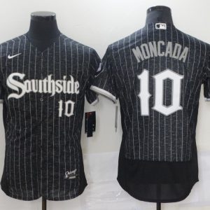 MLB Chicago White Sox #10 Yoan Moncada Black 2021 City Connect Flex Base Elite Jersey