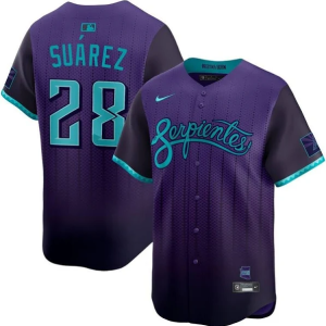 Men's Arizona Diamondbacks #28 Eugenio Suarez Purple 2025 City Connect Limited Stitched Jersey