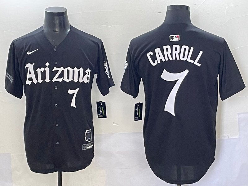 Men's Arizona Diamondbacks #7 Corbin Carroll Desert Fang Edition Black Jersey