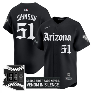 Arizona Diamondbacks #51 Randy Johnson Gothic Desert Fang Edition Black Jersey