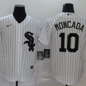 MLB White Sox #10 Moncada White Game Nike Jersey