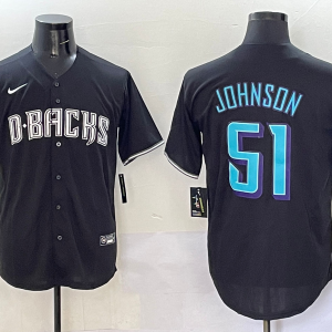 Men's Arizona Diamondbacks #51 Randy Johnson Black Stitched Baseball Jersey