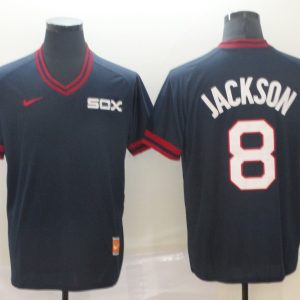 MLB Chicago White Sox #8 Jackson Navy Blue Throwback Men Jersey