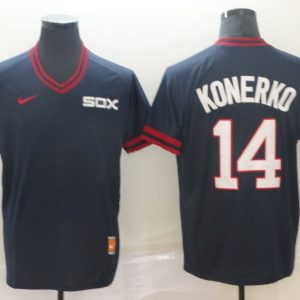 MLB Chicago White Sox #14 Konerko Navy Blue Throwback Men Jersey