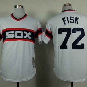 MLB Chicago White Sox #72 Fisk M&N White Jersey