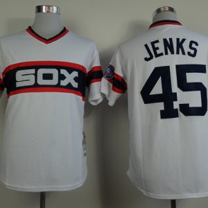 Chicago white sox 45  Jenks Throwback White Jersey