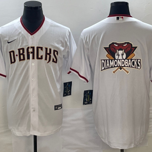 Men's Arizona Diamondbacks White Team Big Logo Cool Base Stitched Baseball Jersey