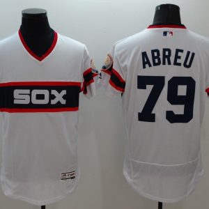 Majestic MLB Chicago White Sox #79 Abreu White Pullover Elite Jersey