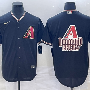 Men's Arizona Diamondbacks Black Team Big Logo Cool Base Stitched Baseball Jersey