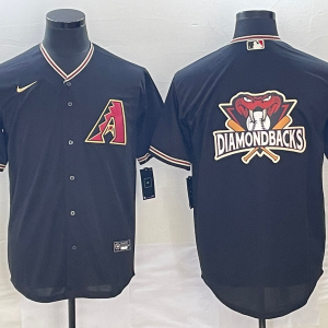 Men's Arizona Diamondbacks Black Team Big Logo Cool Base Stitched Baseball Jersey