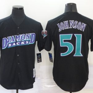 MLB Arizona Diamondbacks #51 Johnson BlackThowback Men's Nike Jersey